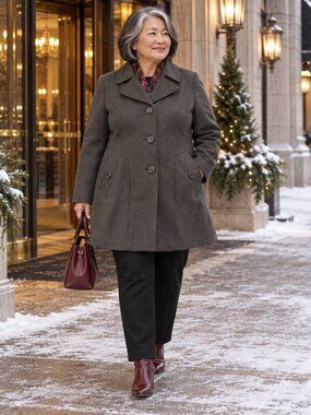 NWT INTL Details Plus 2X Charcoal Gray Tailored Winter Coat